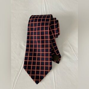 Burberry Tie with Navy and Red Check Pattern